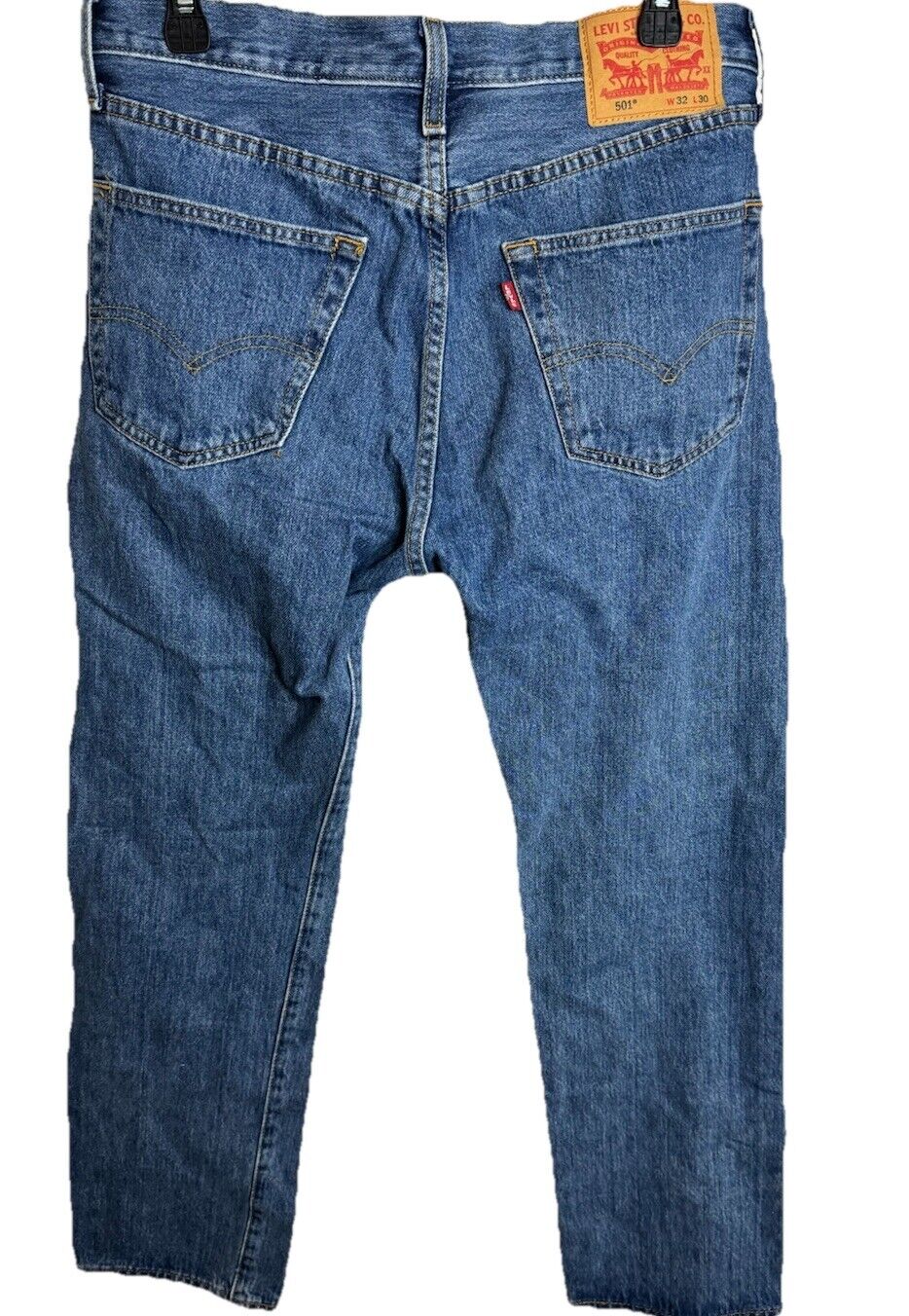Levis 501 Jeans Mens 32 x 30 Blue Light Wash Straight Leg