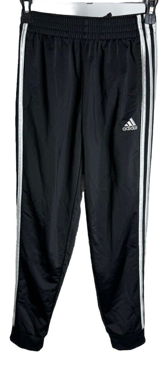 Adidas Pants Boys Medium Size 10/12 Black Pockets White Logo Kids Youth 24x27