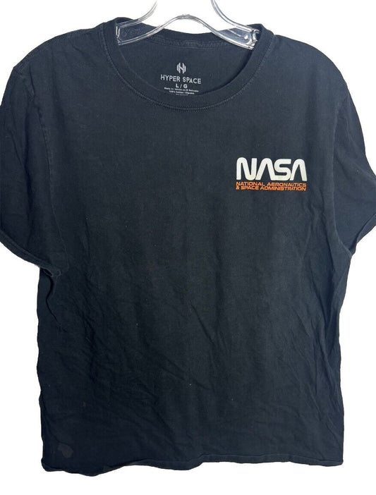 Hyperspace NASA T Shirt Mens Size Large Black Short Sleeve Astronaut Logo Adults
