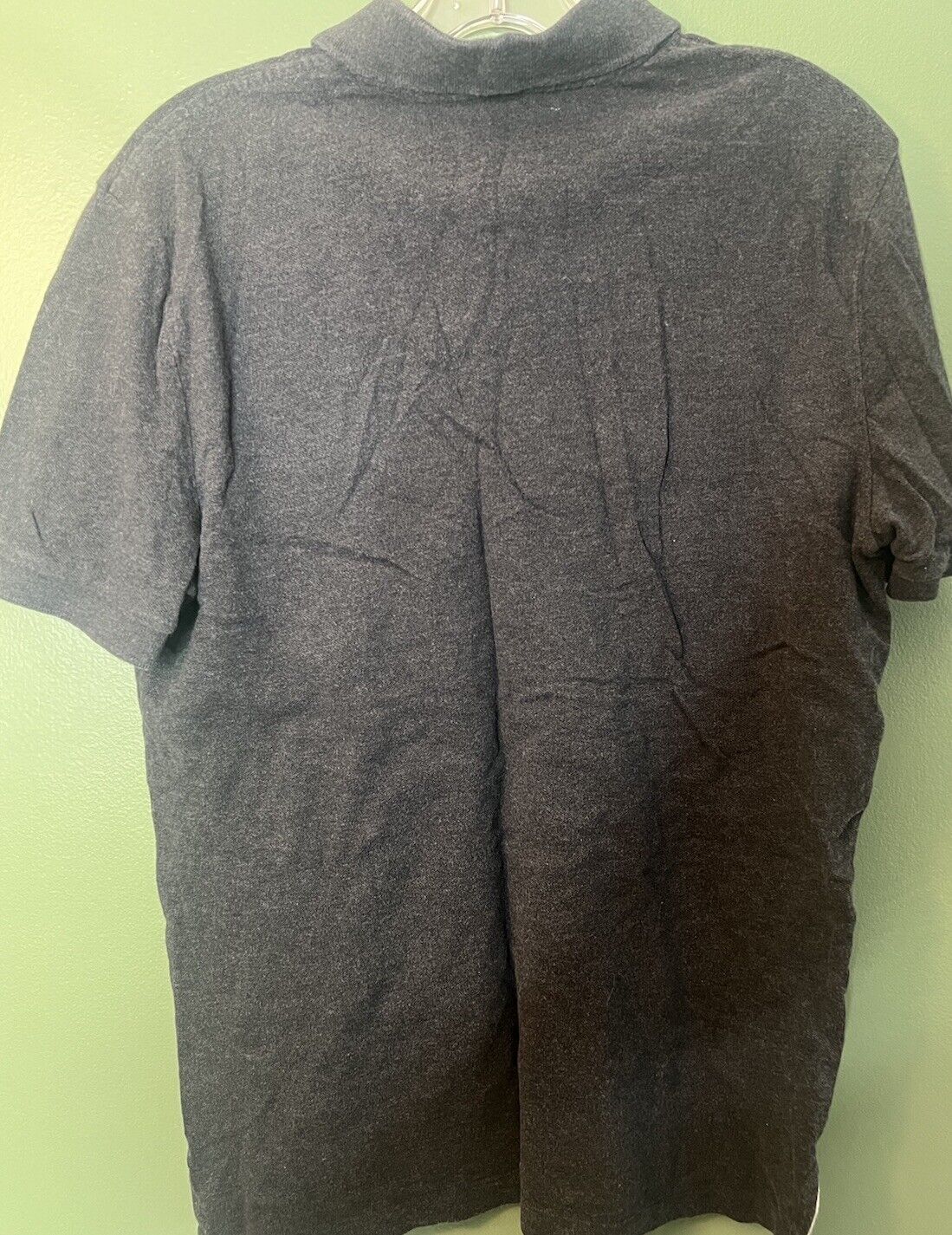 Express Polo Shirt Men M Gray Knit Short Sleeve Slit Logo Collared
