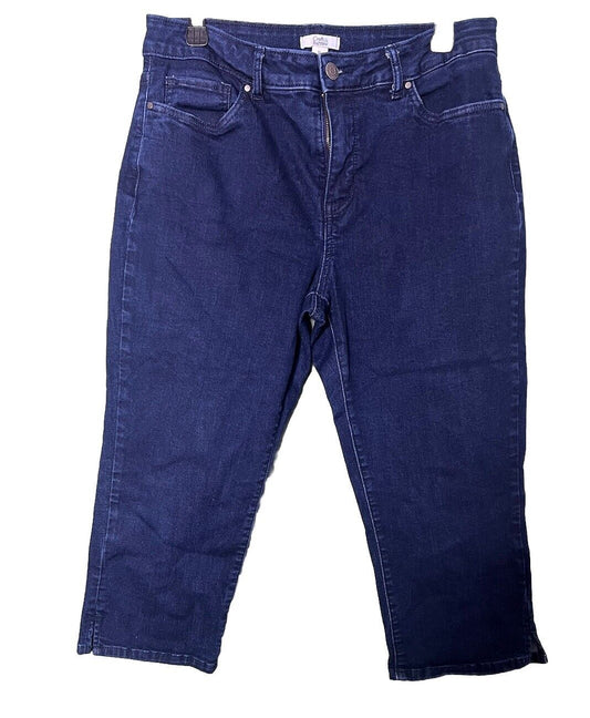 Croft & Barrow Women's Chino Capri Pants Size 12 Blue Stretch Classic Fit
