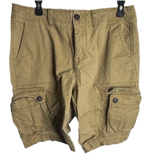 Aeropostale Shorts 31 Mens Khaki Cargo Pockets Outdoors Casual Logo Modern