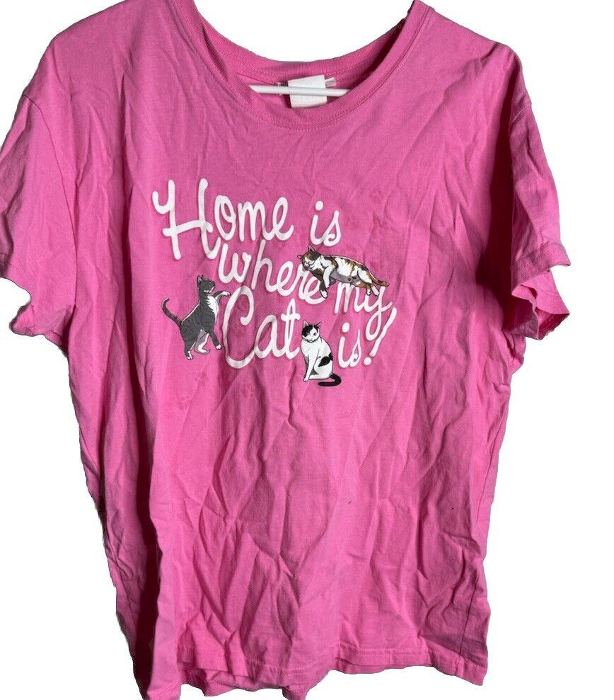 Home is Where My Cat Is COTTON T-SHIRT Kitty Feline XL