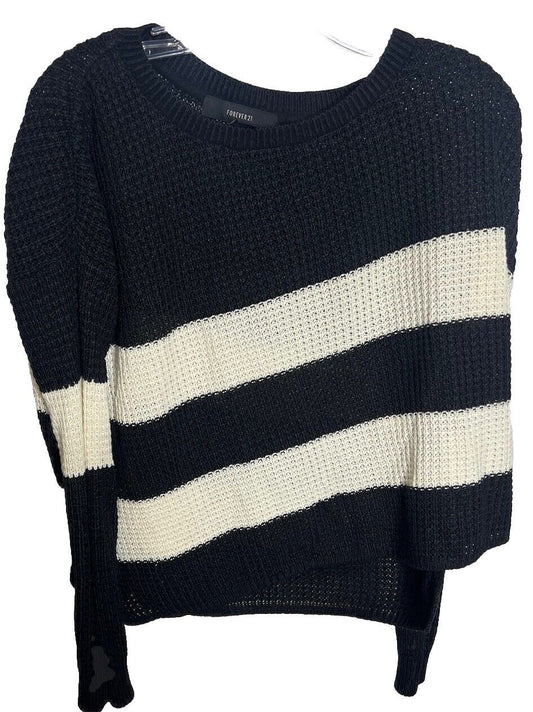 Forever 21 Women's Black and White Striped Sweater Size Small Long Sleeve