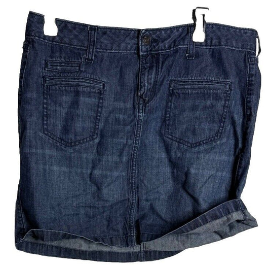 OLD NAVY Women’s High Rise Denim Skirt Secret Slim Pockets Raw Hem Size 12