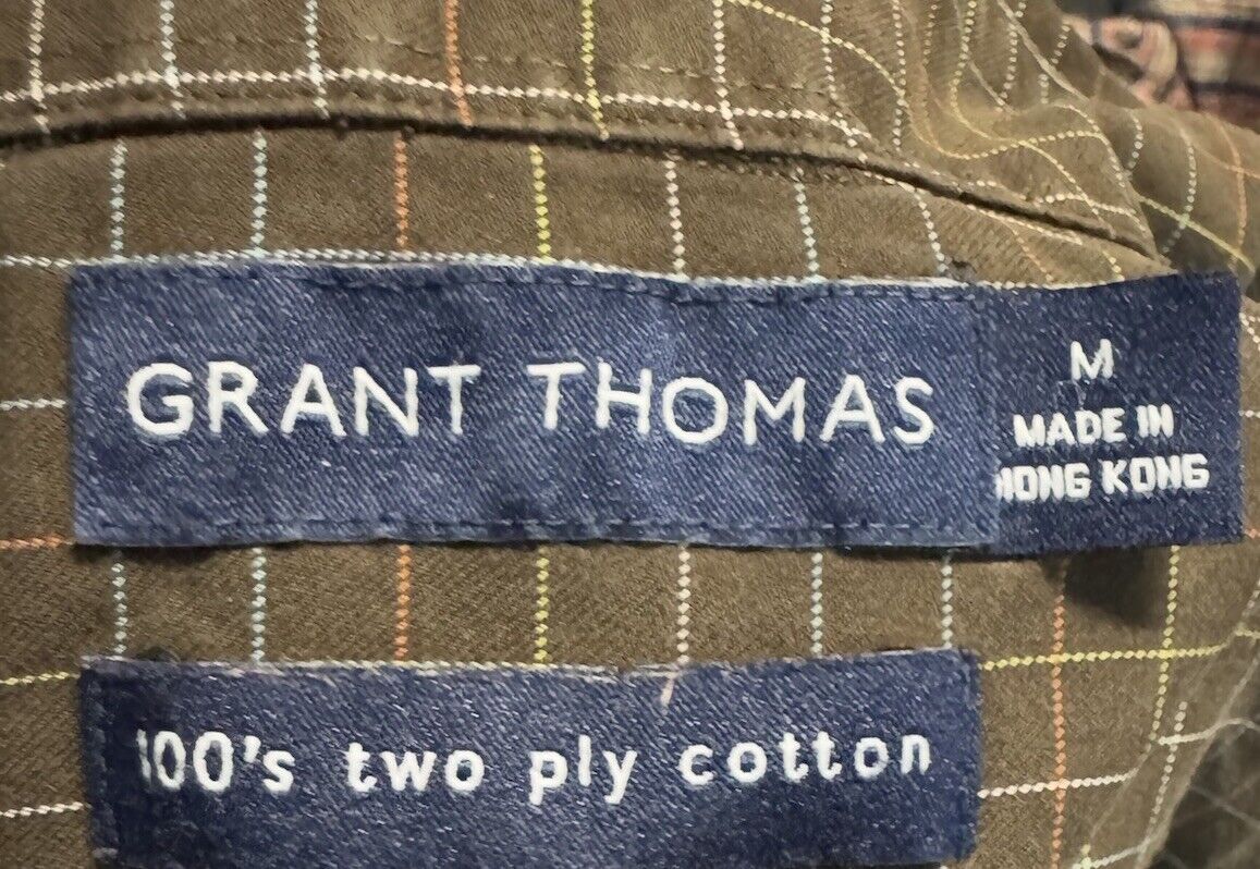 Grant Thomas Long Sleeve Button-Down Plaid Shirt Size medium
