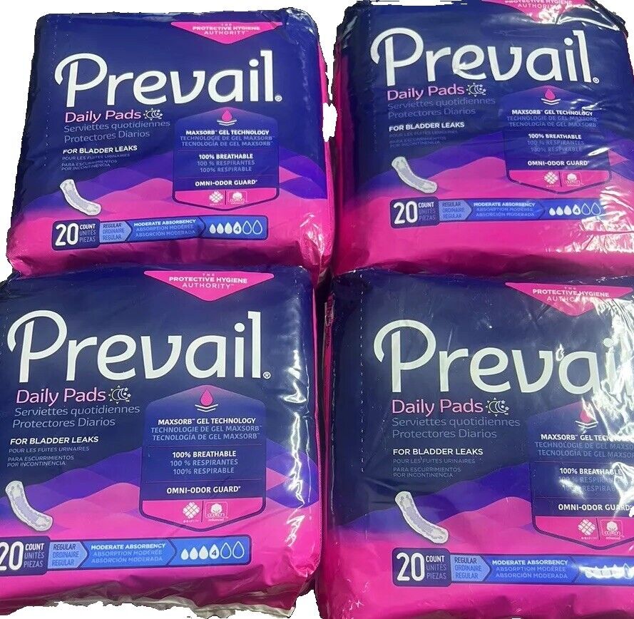 Prevail Womens Bladder Control Daily Pads 20ct X 4(total 80 pads) Make An Offer!