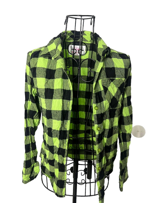 Justice Long Sleeves Button Down Plaid Shirt Top Girl's Size 12