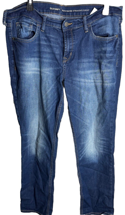 Old Navy Boyfriend Jeans Womens Size 12 Blue Denim Stretch Pockets
