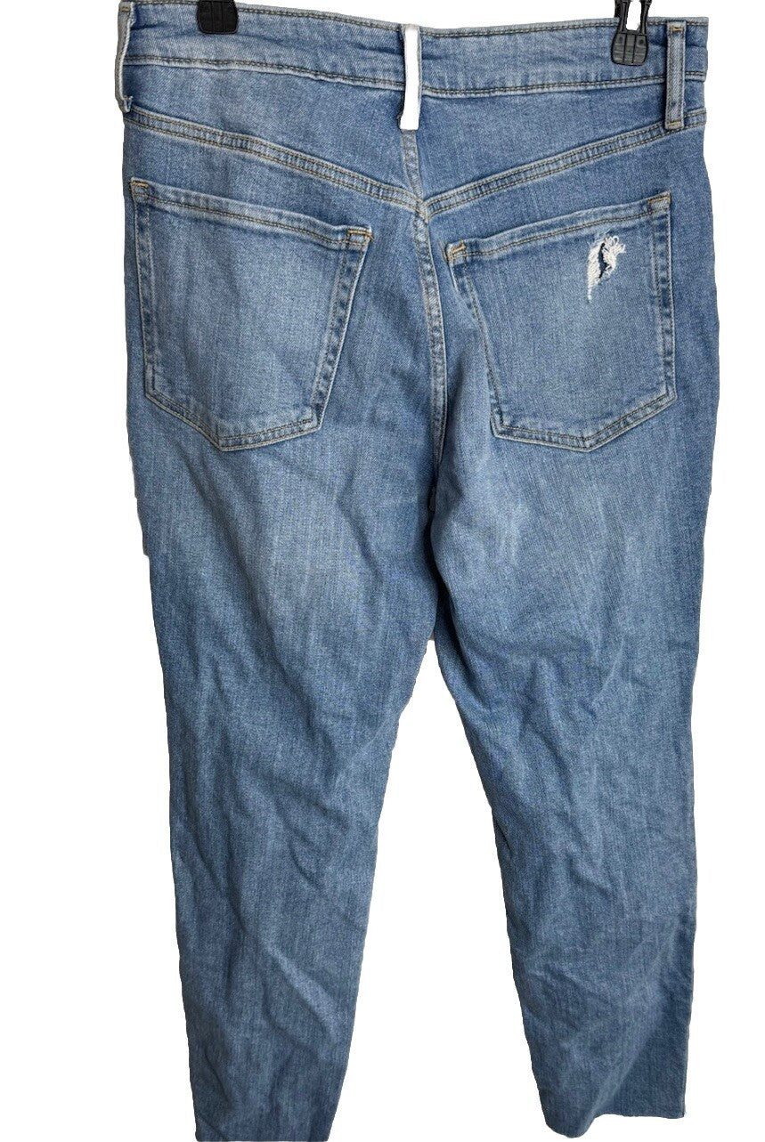 Old Navy Women's Size 8 Blue OG Straight High Rise Distressed Stretch Denim Jean