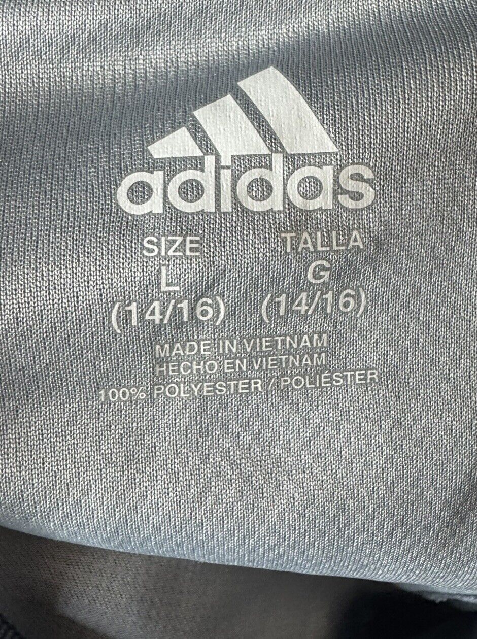 Adidas Shirt Boys Large 14/16 Climalite Active Logo Short Sleeve Crewneck