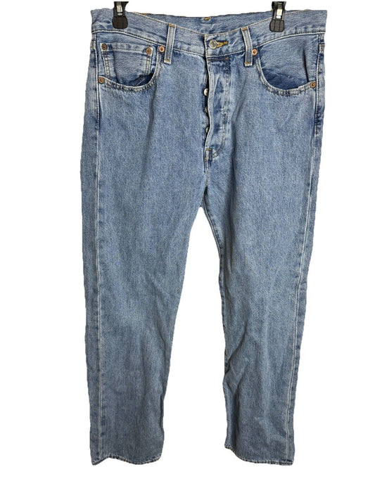 Levis 501 Jeans Mens 32 x 30 Blue Light Wash Straight Leg Button Fly 90s