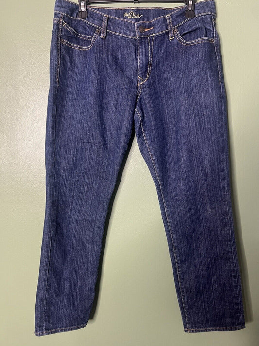 Old Navy The Diva Straight Leg Jeans Women's 10 Short  Blue Dark Waste