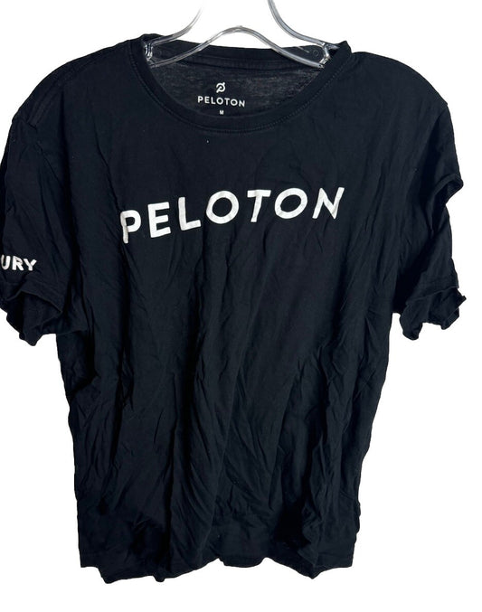 Peloton Short Sleeve T Shirt Men's Black Century 100 Logo Crew Neck Size Medium