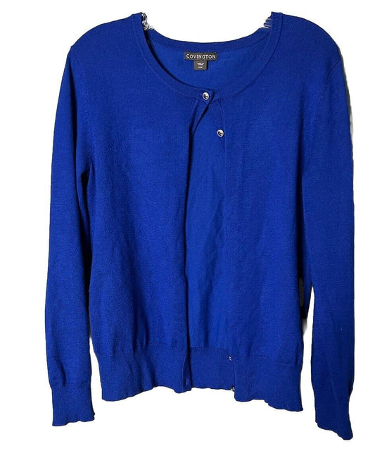 Covington Women Button Blouse Medium Blue Long Sleeve Pullover
