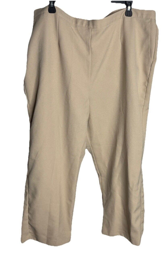Alfred Dunner Womens Pants 22W Plus Tan Stretch Dress Pockets Pull On