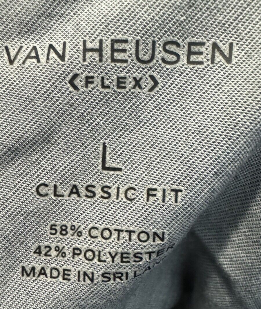 Mens L Blue Van Husen Short Sleeve Polo