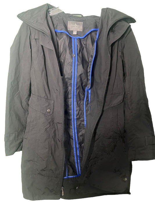 Cole Haan Signature Black Hooded Rain Jacket Women's Size Small Lightweight