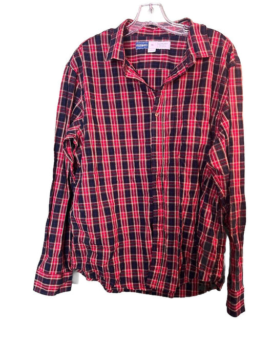 Old Navy Regular Fit Button-Up Shirt Men's Size XL Long Sleeve Plaid Cotton
