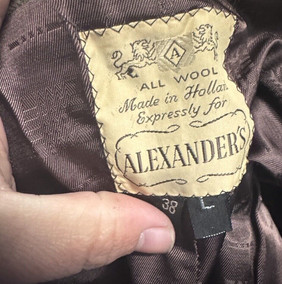 John Alexander Blazer Men's 38 Brown Solid Wool Three Button Cashmere
