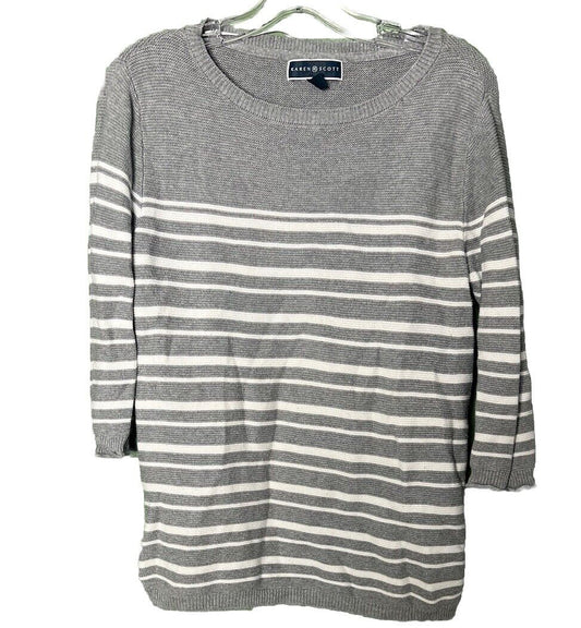 Karen Scott Shirt Women's Top Size  Medium 3/4 Sleeve