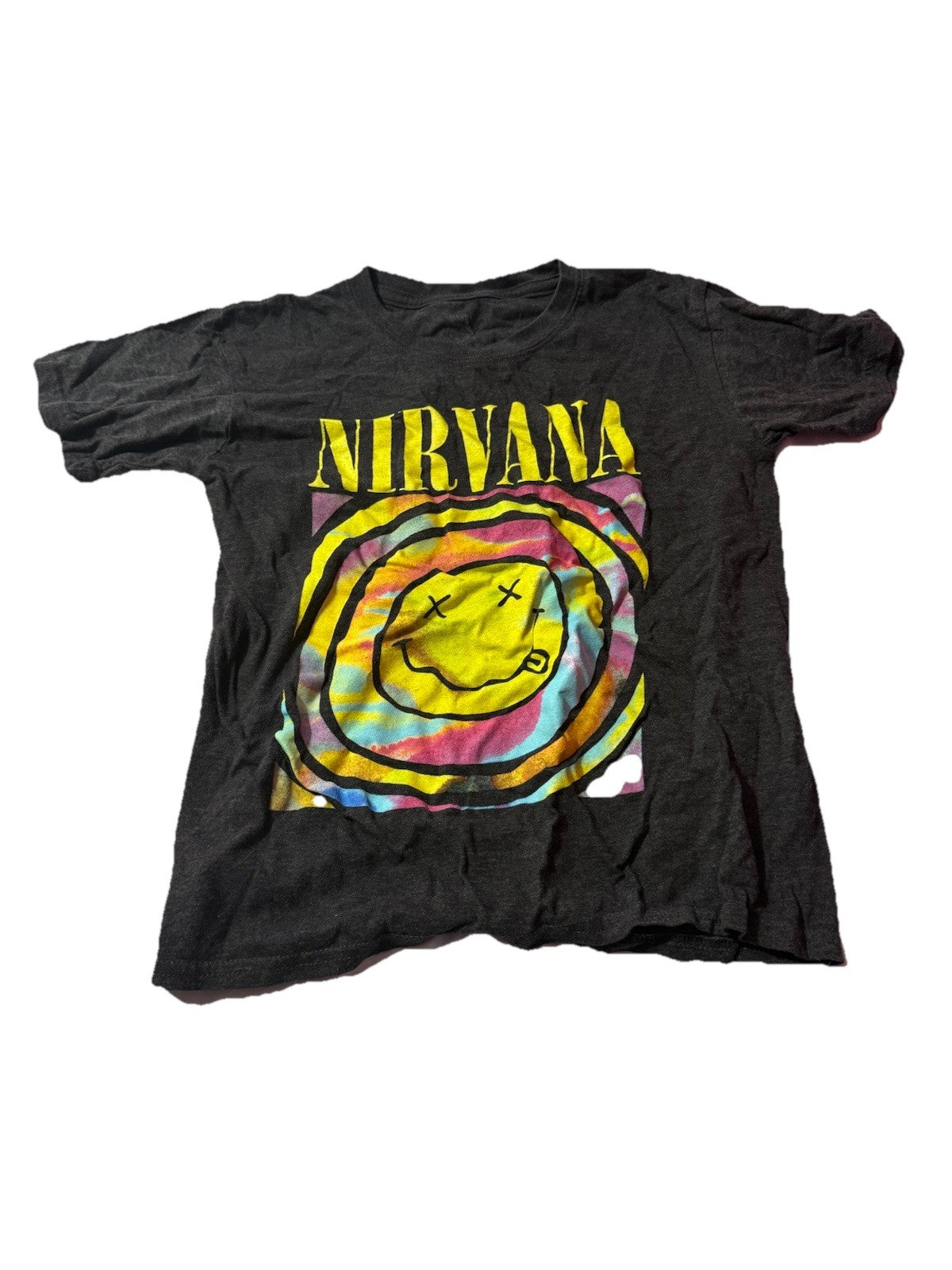 Nirvana Dazed Smile Graphic T-Shirt Men’s Size XS Charcoal Gray