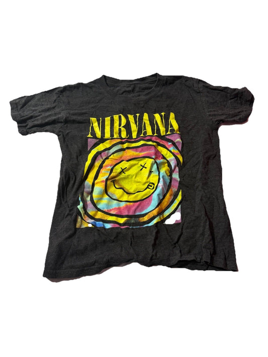 Nirvana Dazed Smile Graphic T-Shirt Men’s Size XS Charcoal Gray