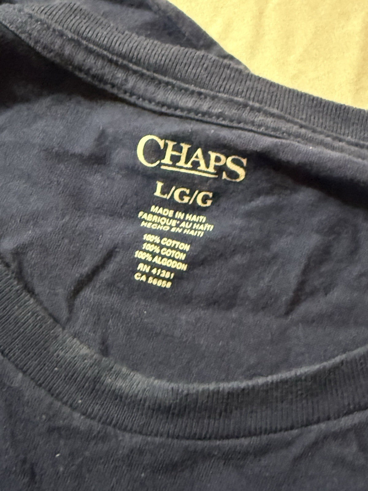 CHAPS T-Shirt Men's L Blue Haven Island Big Print Graphic Tee Cotton
