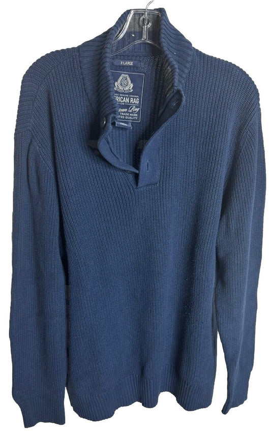 AMERICAN RAG Men's Long Sleeve Blue Sweater, Size: XL