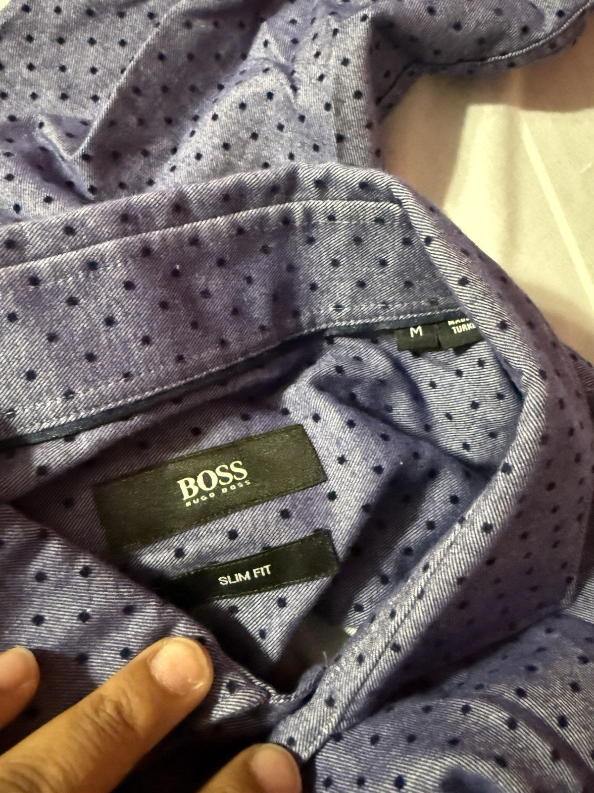 Boss Men Slim Fit Shirt Polka Dots Size M