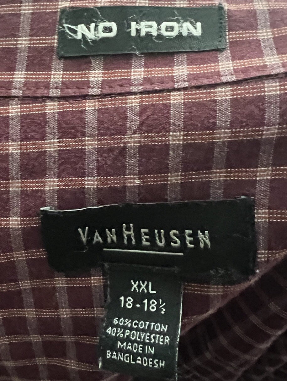 Van Heusen Shirt Mens 18-18.5 Button Up Short Sleeve Pocket Casual
