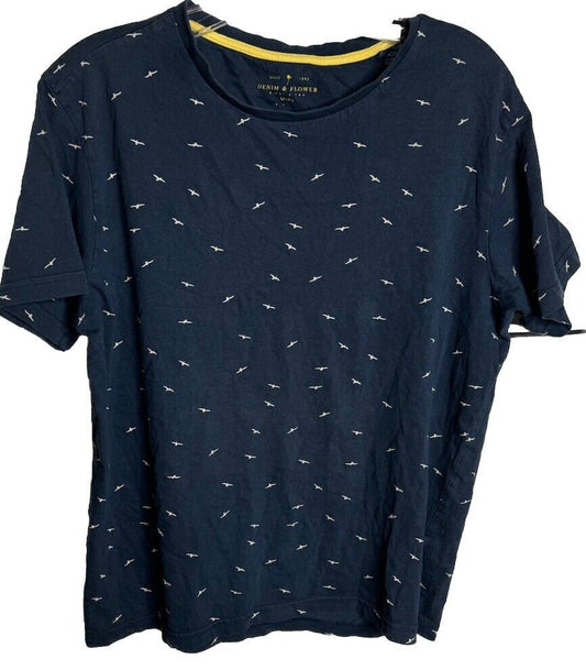 Mens Ricky Singh Denim Flower Tshirt Size Medium