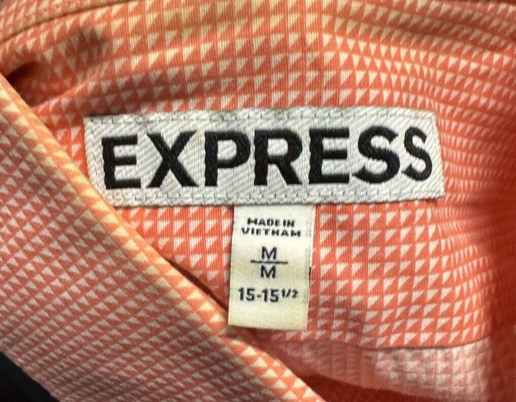 Express Men's Button Down Long Sleeve Shirt Print Size Medium 15-15.5