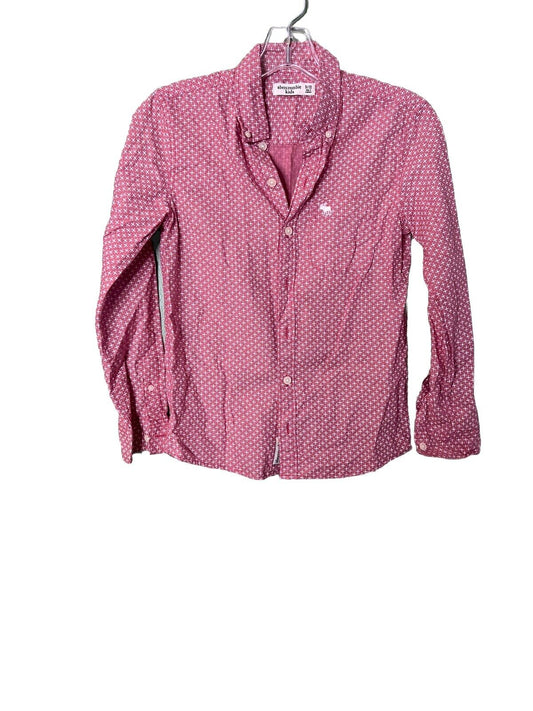 Abercrombie Kids Long Sleeve Button Down Logo Pinkish Red Shirt Size 9/10