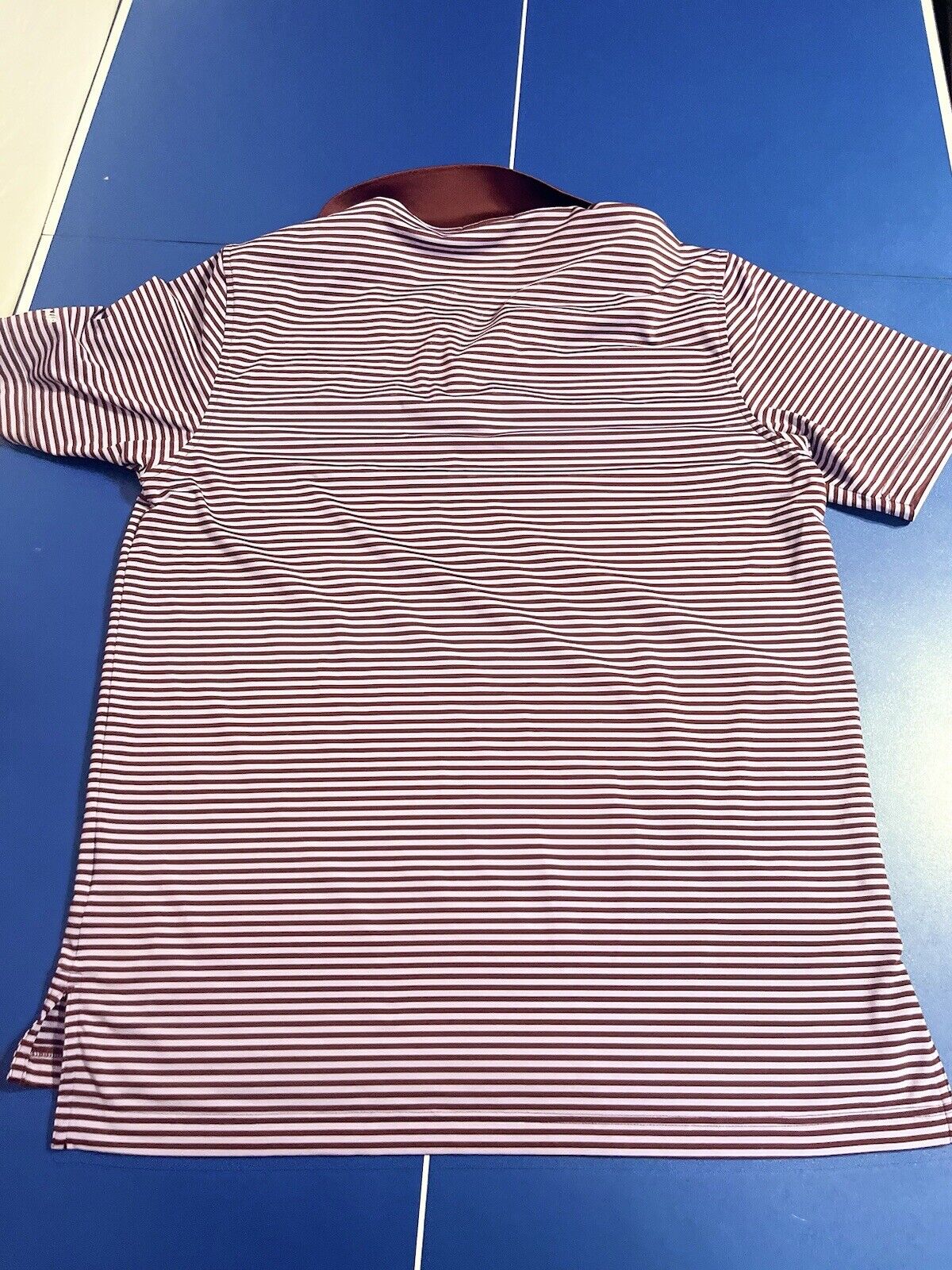 Peter Millar Mens Golf Polo Shirt Size Medium, High Quality Striped Shirt Red