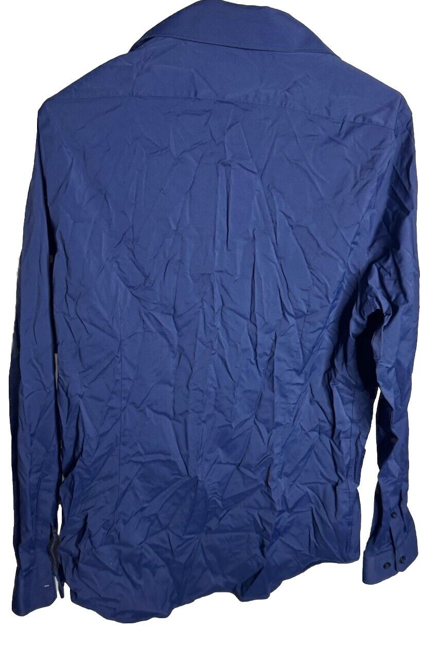 Express Shirt Adult Medium 15-15.5 Blue Long Sleeve Button Up Modern Fit Stretch