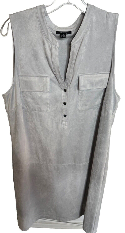 Alfani Light Gray Faux Suede Shift Dress Size 14