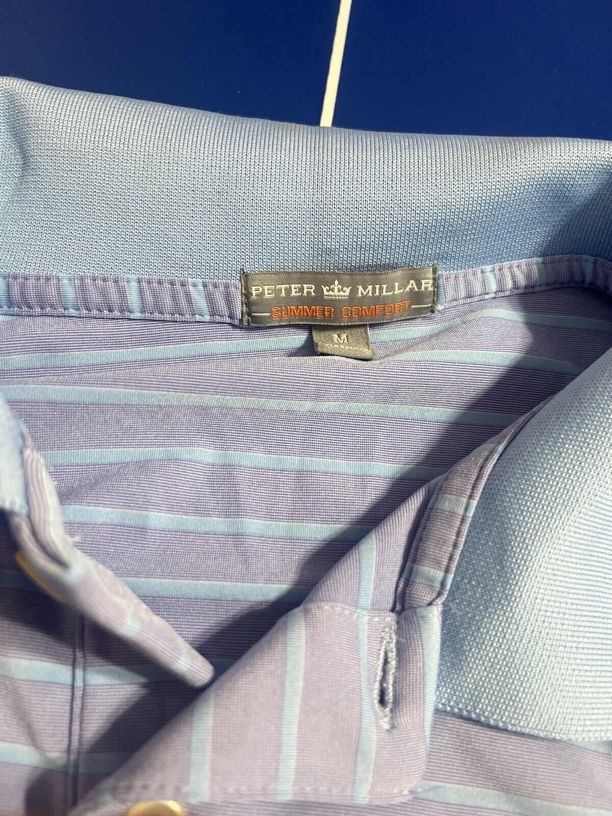 Peter Millar Summer Comfort Polo Shirt Mens M Striped Performance Golf High Qual