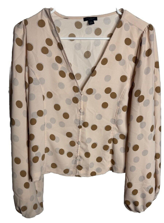 Ann Taylor Top Womens XS Long Sleeve Ruffle Floral Shirt Blouse