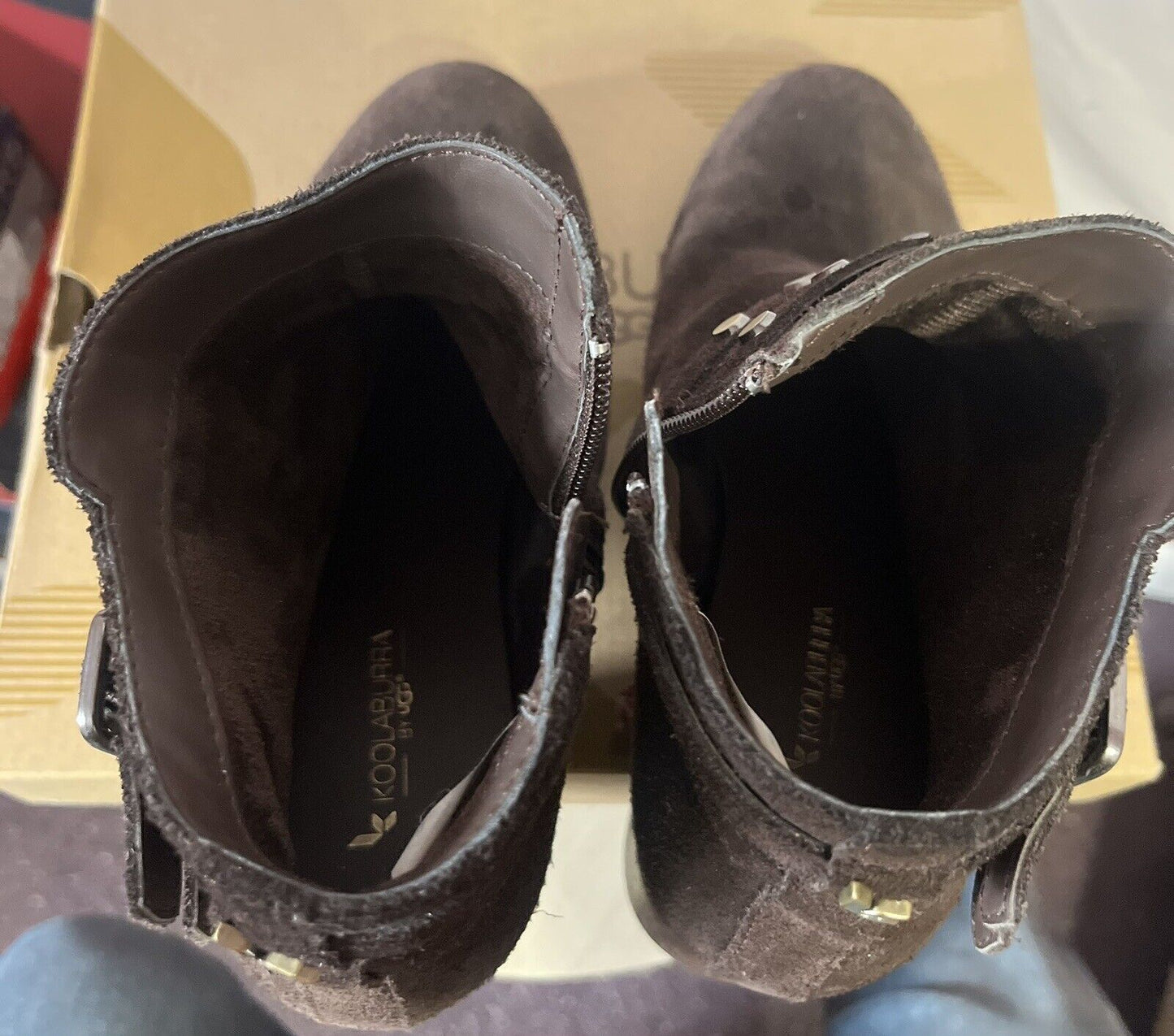 koolaburra by ugg, Women’s Size 7, Suede Brown Heeled Boots, Rare Find,