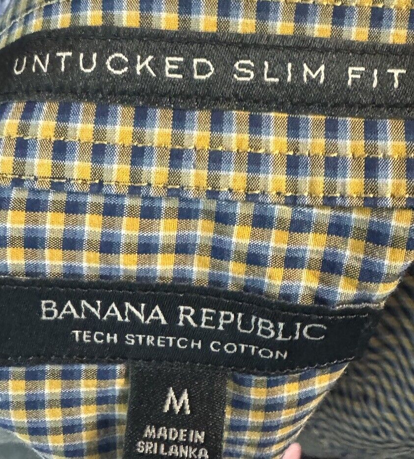 Banana Republic Shirt Mens Medium Standard Fit Olive Brown Cotton Button Down