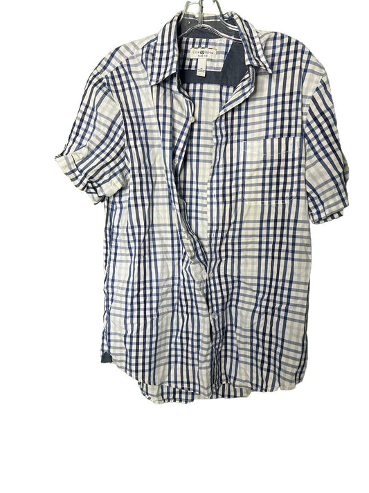 Club Room Mens Striped Short Sleeve Shirt Size M Fitted