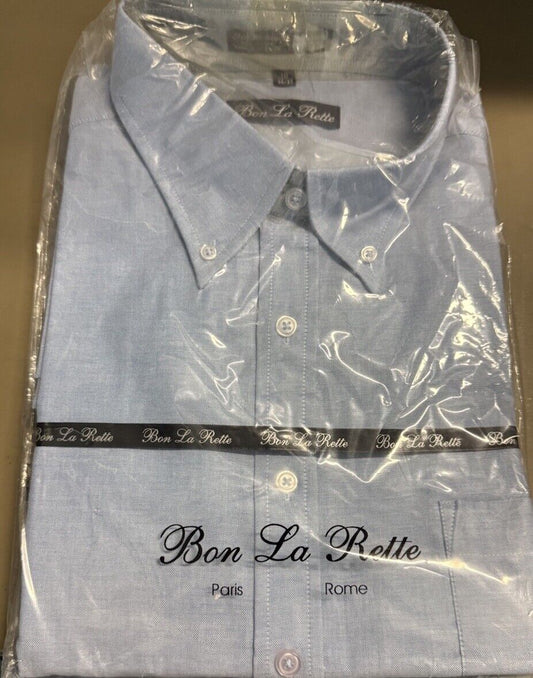Bon La Rette Men’s Dress Shirt White Cotton Blend Sz 18 36/37