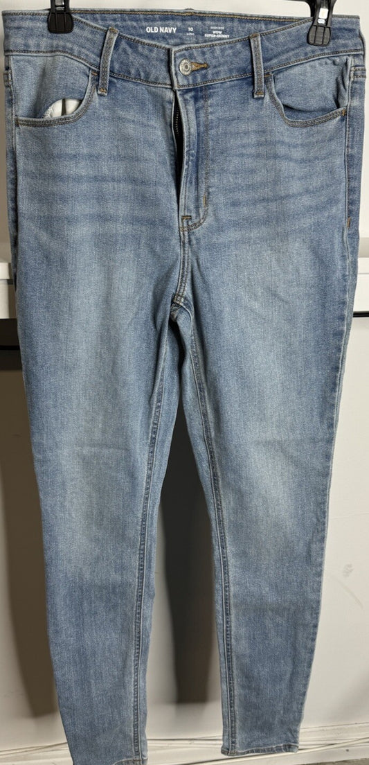 Old Navy Women's Size 10 Blue Super Skinny Medium Wash Cotton Blend Stretch Jean