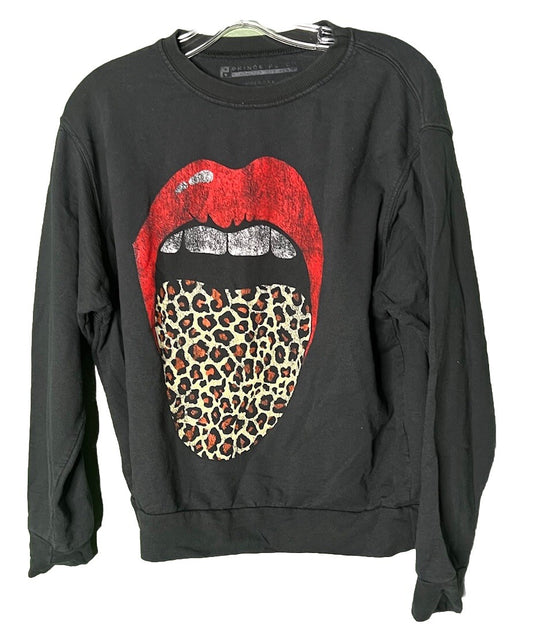 Prince Peter Women's Black Long-Sleeve Crew-Neck Sweater Sweatshirt Size Medium