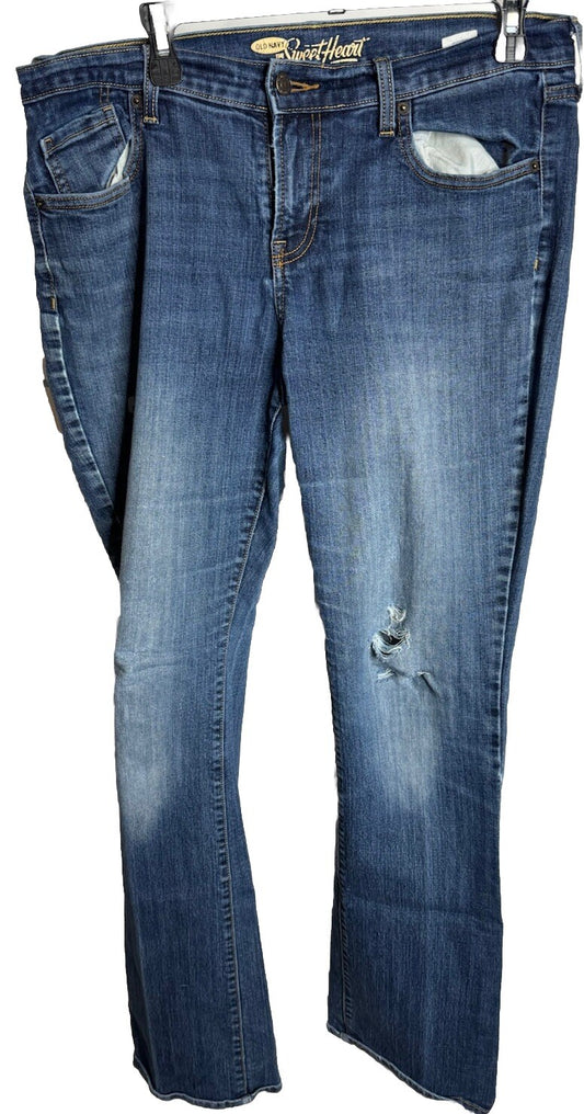Old Navy The Sweetheart Distressed Straight Women's size 12 Blue Denim Jeans