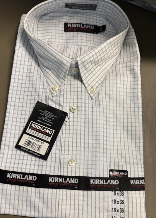Kirkland Signature . Cotton . Non-Iron . Long Sleeve . Dress Shirt . 18 x 36