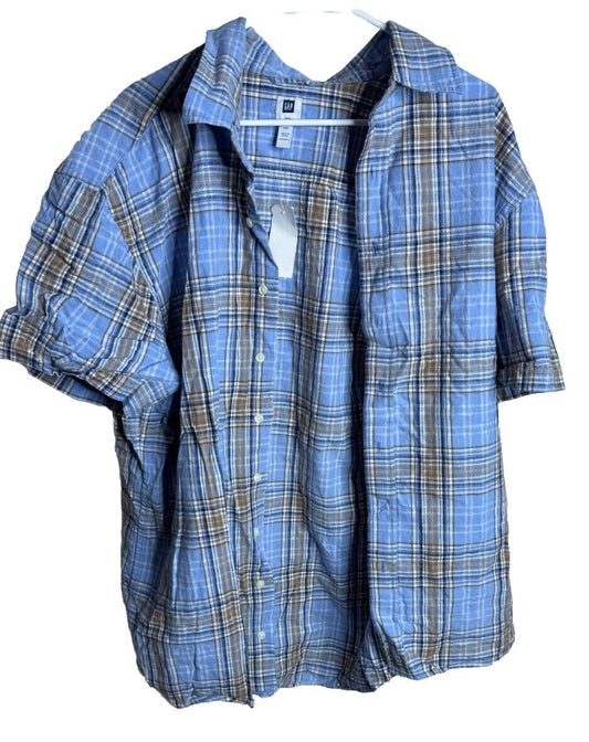 NWT Gap Men's Short Sleeve Knit Button Down Shirt 2XL