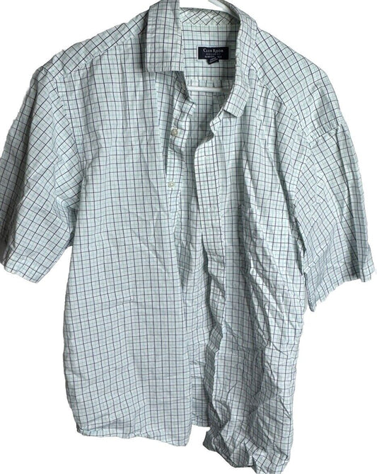 Club Room Men's Easy Care Plaid Button Up Shirt Size 17.5 XL