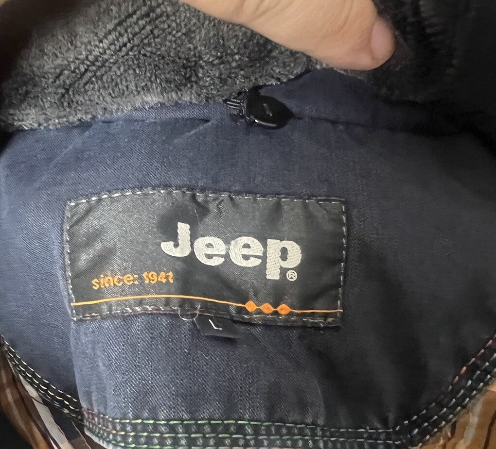 Vintage!! Jeep Mens Jacket Size L Large Navy Softshell Full Zip Long Sleeve